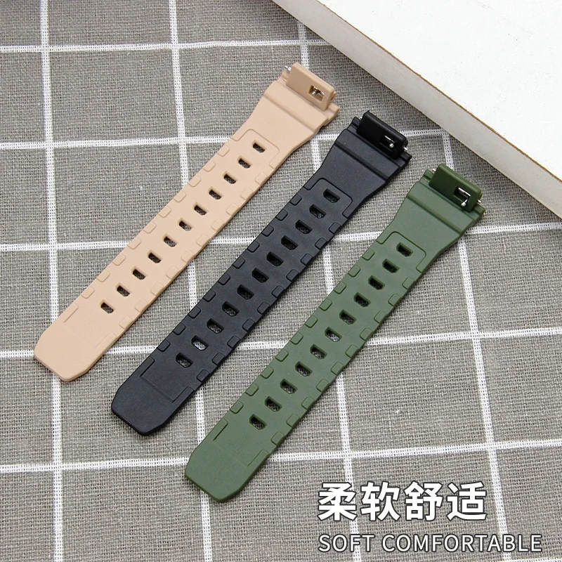 مقاوم للماء دائم الراتنج حزام ساعة اليد كاكي أسود أخضر أبيض 16 مللي متر ل كاسيو المثمن GM-S2100 حزام الساعات الصلبة دبوس فولاذي مشبك #4