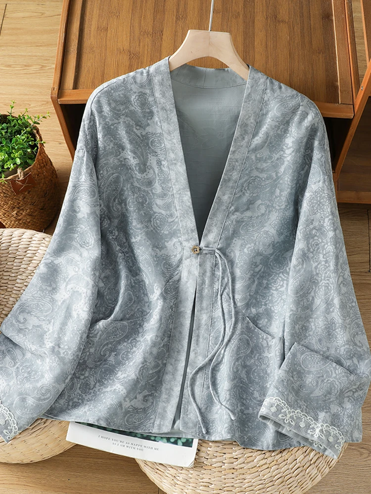 New 2026 Autumn Style Two-Sided Wearable Sun-Protective Chinese Style Open Cardigan Cotton Long Sleeve V-Neck Button-Up Coat