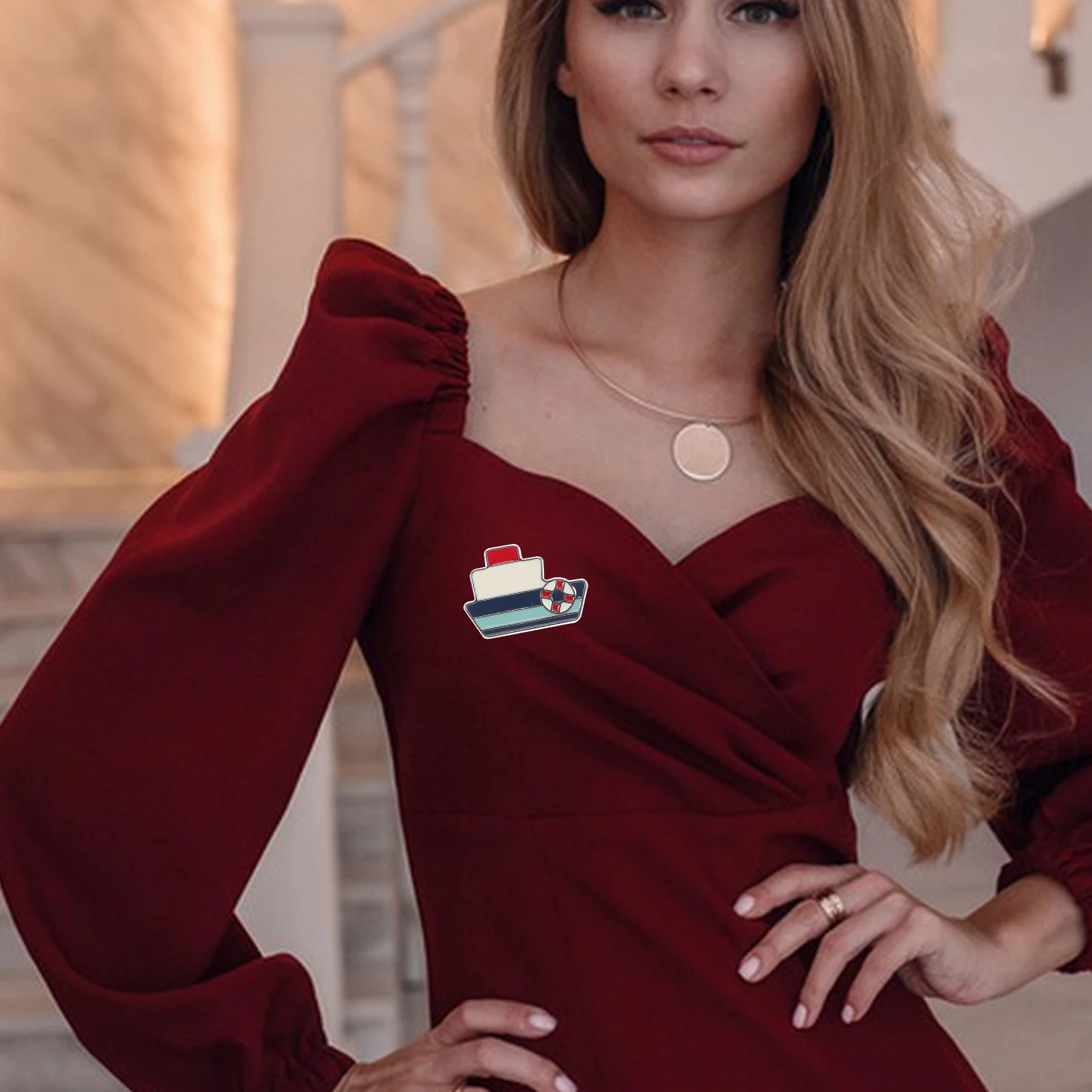 

Cute Cruise Ship Brooch Cartoon Lapel Pin Zinc Alloy Enamel Backpack Hat Badge Pin Accessories for Men Women Kids Holiday