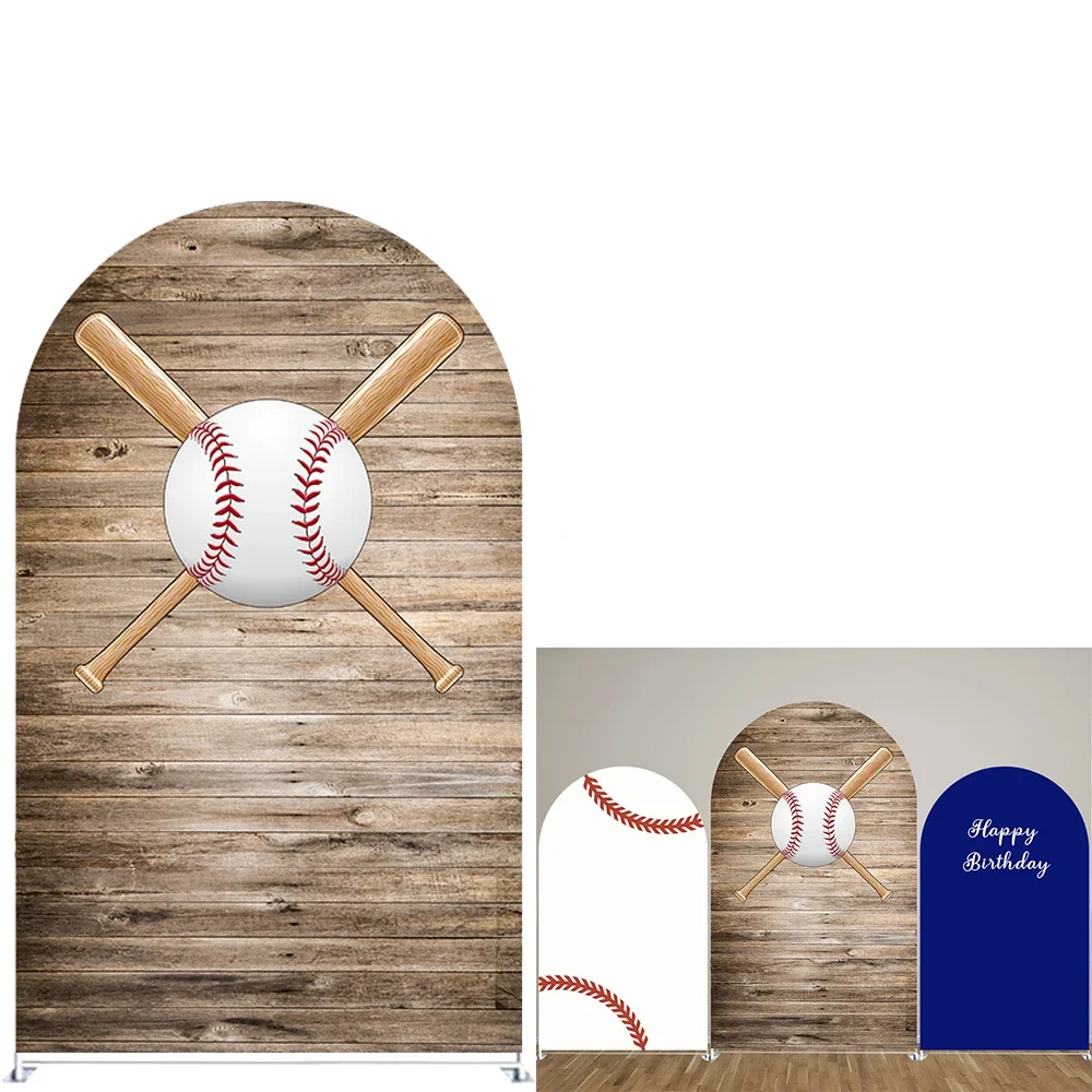 Brown Wood Grain Baseball  Arch Backdrop Covers for  Sport Theme Birthday Party, Newborn Photograph Decoration Props