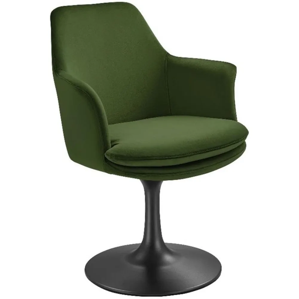 كرسي بذراعين دوار من Black Moss Green Lippa Velvet - كرسي دوار مقاوم للبقع #1