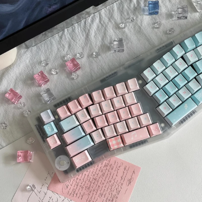 Blue Pink Keycap Set 138Key PBT Cherry Profile Keycaps Personalized Keycaps for Mechanical Keyboard Gamer Office Cutsom KeyCap