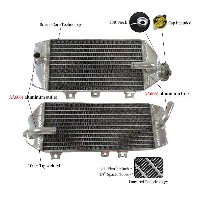 

Aluminum Radiator For 2017-2018 Kawasaki KX250F KX 250 F Cooler Cooling Coolant