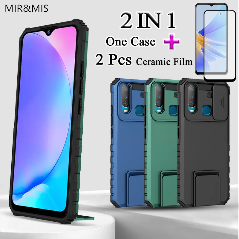 2 IN 1 For VIVO Y11 2019 VIVO 1906 Hard Phone Case Push Window Protection Camera Stand Shockproof