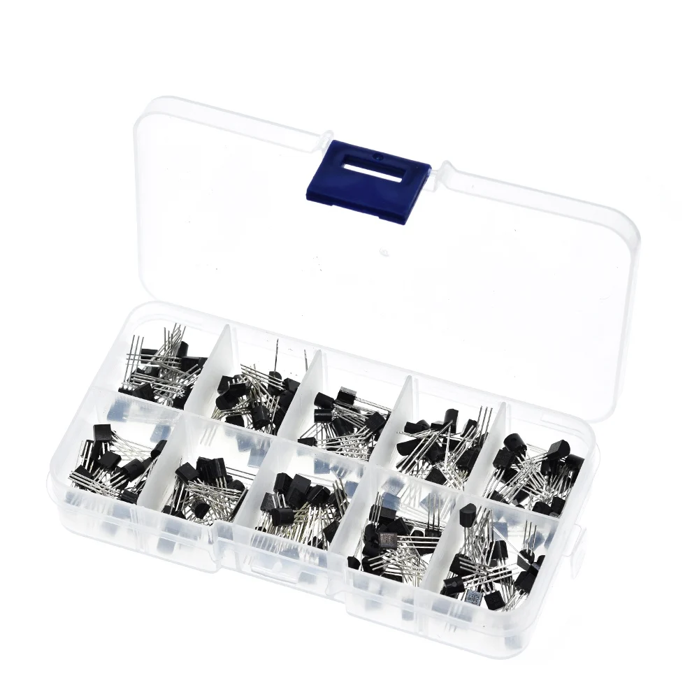 1BOX 200PCS 10value C337 BC327 2N2222 2N2907 2N3904 2N3906 S8050 S8550 A1015 C1815 Kit for Voltage regulator power module