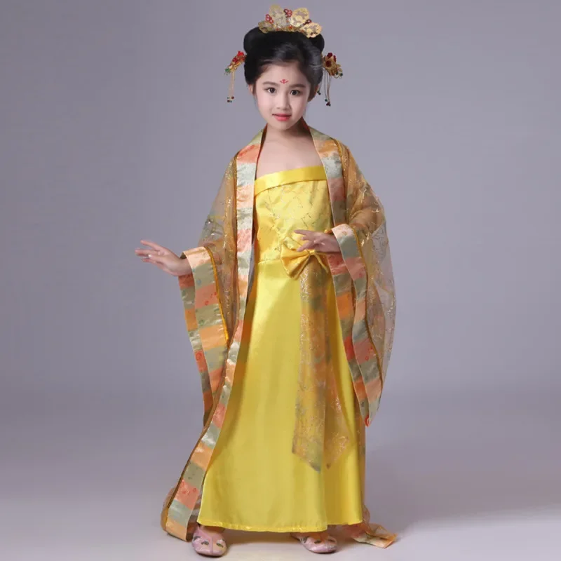 traditional chinese dance costumes children women girls for kids sleeve fan dress folk costume woman ancient hanfu clothing