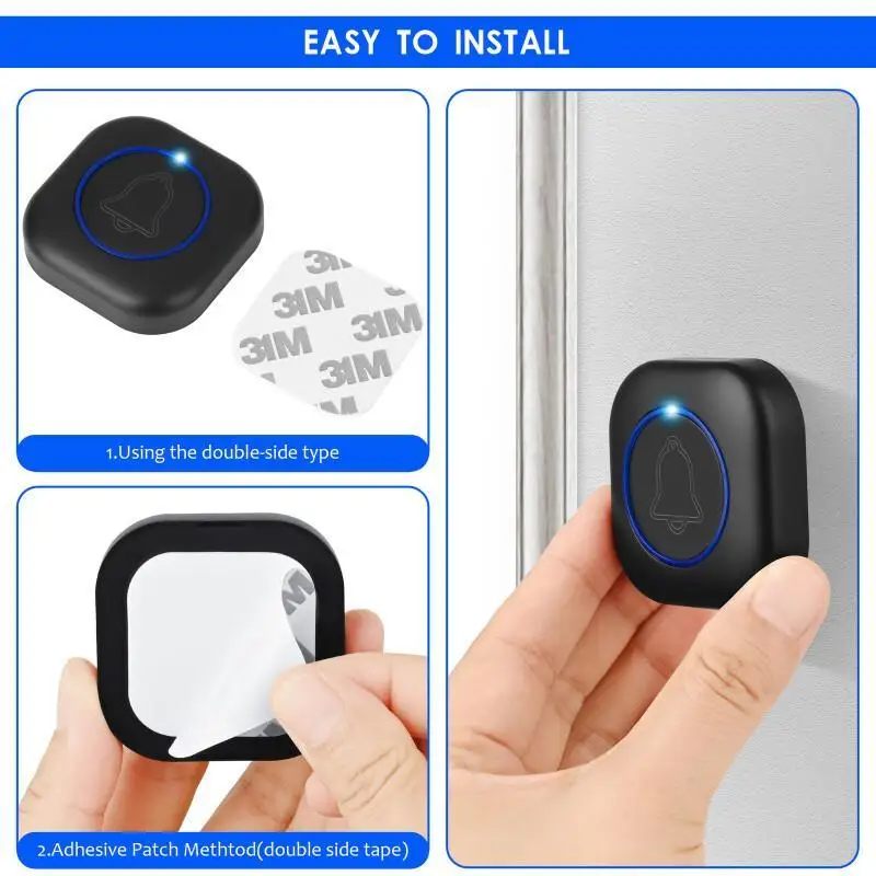 Intelligent Wireless Doorbell Home Welcome Friend Smart Doorbell IP55 Waterproof 300m 4 Level Volumes Door Chimes Easy Install