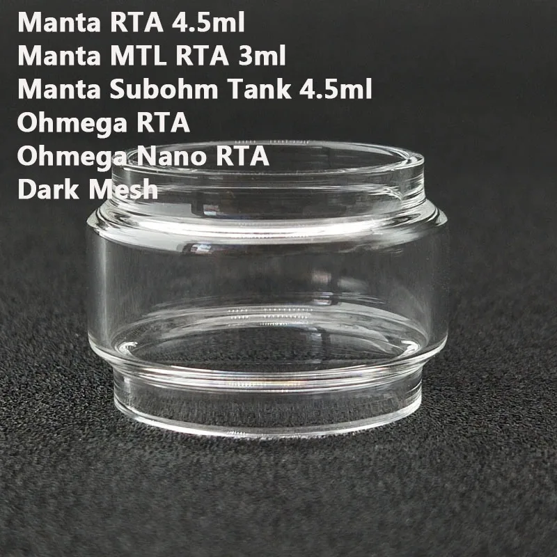 أنبوب زجاجي فقاعي لخزان ادفكن مانتا رتا MTL Manta Subohm 4.5 مللي Ohmega Nano RTA خزان زجاجي دوميناتور شبكي داكن 5 قطعة
