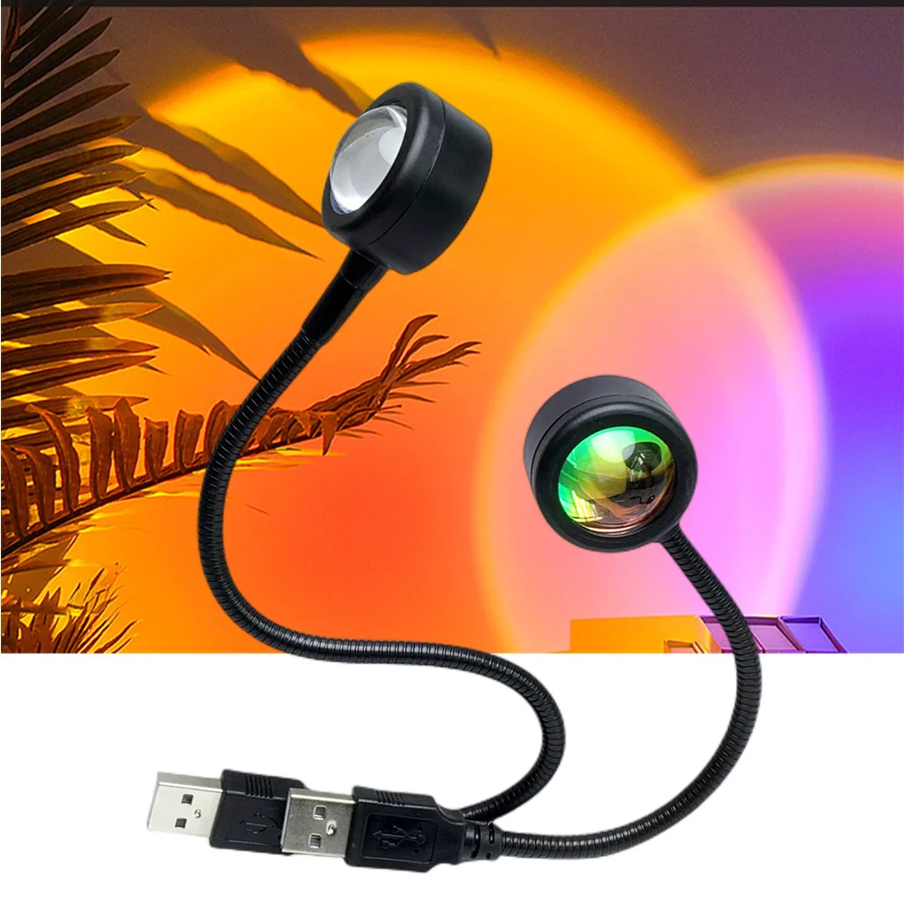 

USB закат лампа USB питание Радуга проектор атмосферсветильник 7 цветов украшение для дома фотографисветильник
