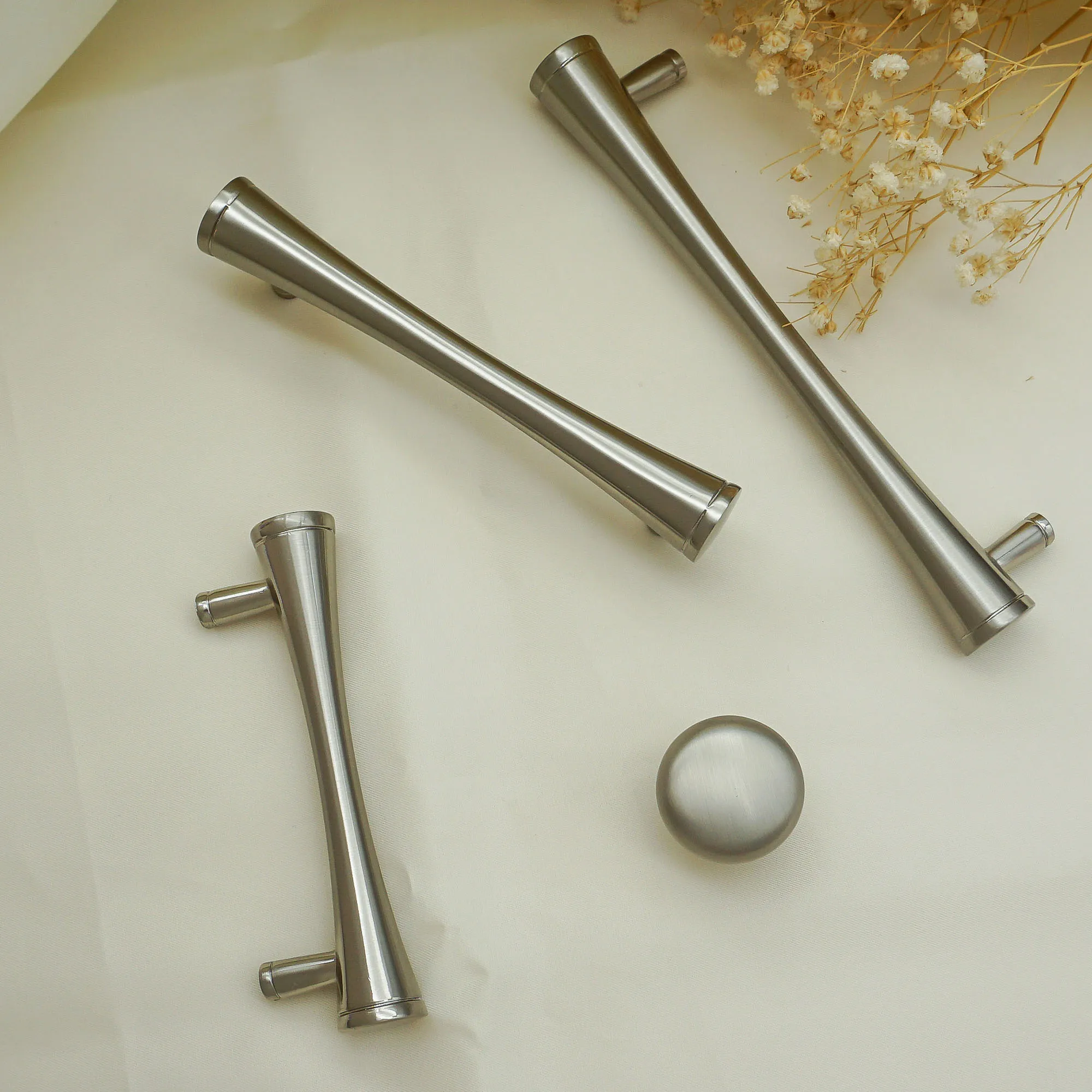 Brushed Nickel Steel Cabinet Handles T Bar Drawer Knobs Modern Kitchen Cupboard Door Pulls Wardrobe Pulls Furniture Handles