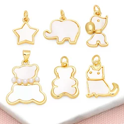 OCESRIO Small Shell Star Elephant Pendant for Necklace Copper Gold Plated Bear Dog Cat Jewelry Making Supplies DIY pdtb381