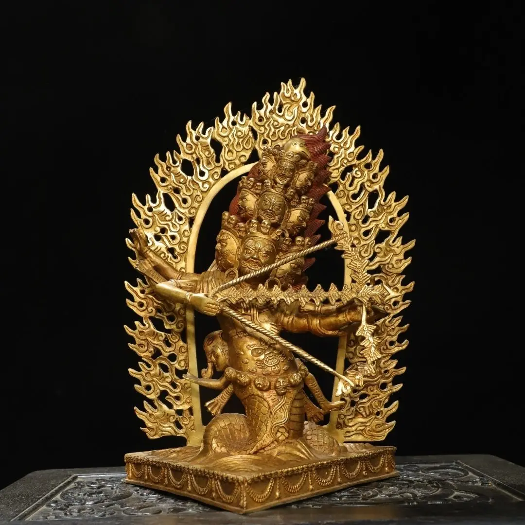 Vintage Rahula Dharma Protector Statue Tibetan Tantric Buddha Sculpture for Home Altar Decoration Home Decoration Accessories