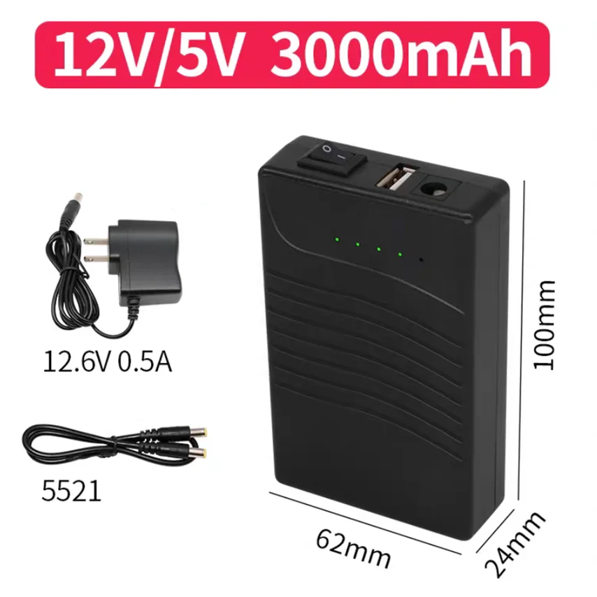 

12V 5V 7800mah Lithium-ion Battery for Monitoring LED Light Router UPS Mobile Power Bank