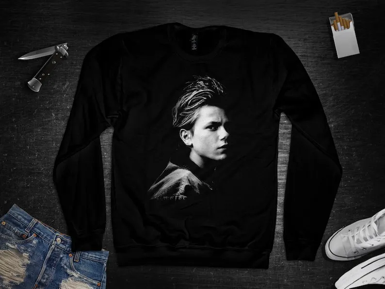 

River Phoenix Sweatshirt - 80s retro sweater, vintage goth crewneck, cult classic shirt