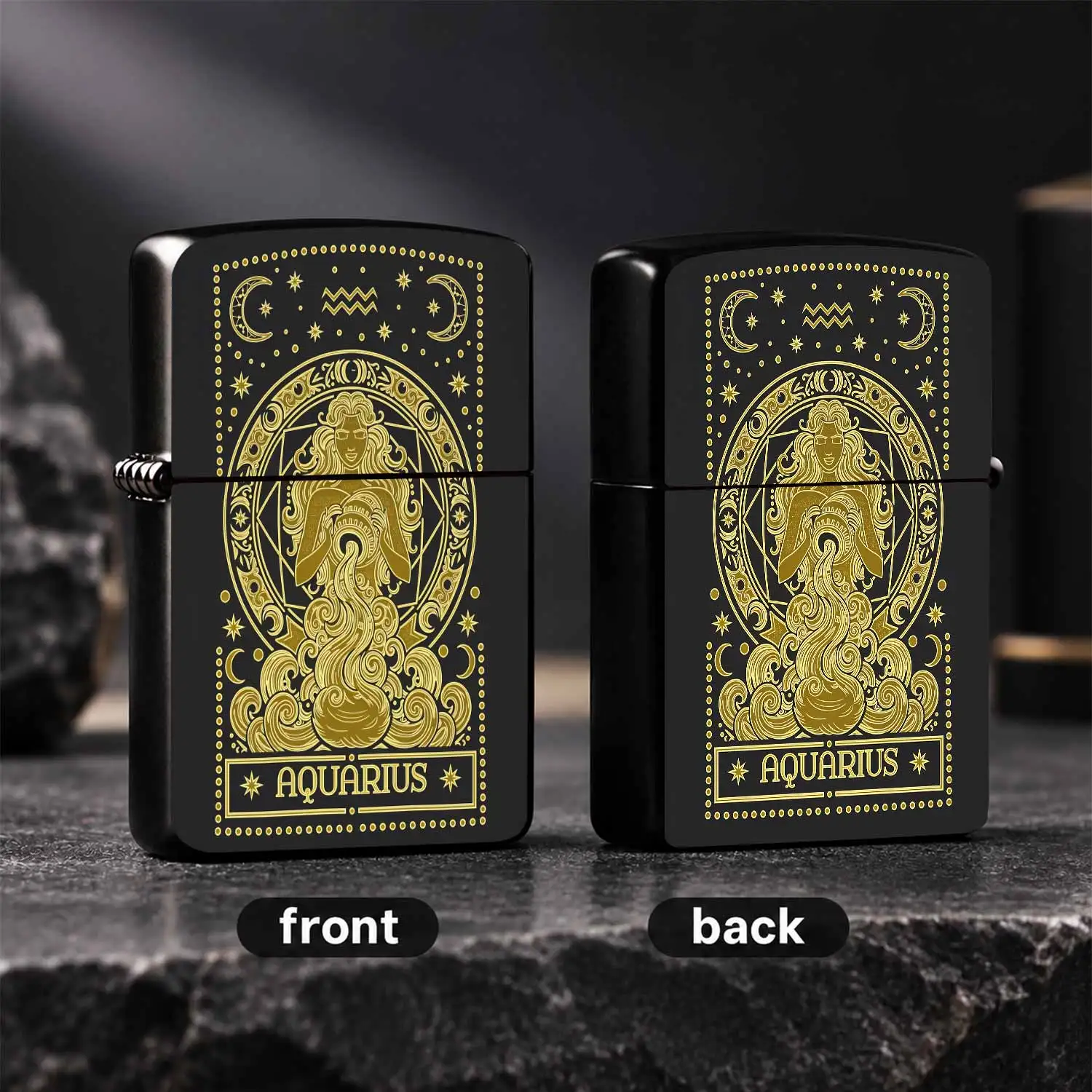 Vintage Tarot Style Aquarius Themed Lighter, Astrology Zodiac Sign Decor, Portable Exquisite Accessory, Ideal Gift For Astrology Lovers For Daily Use Gatherings   A Humorous And Interesting Lighter