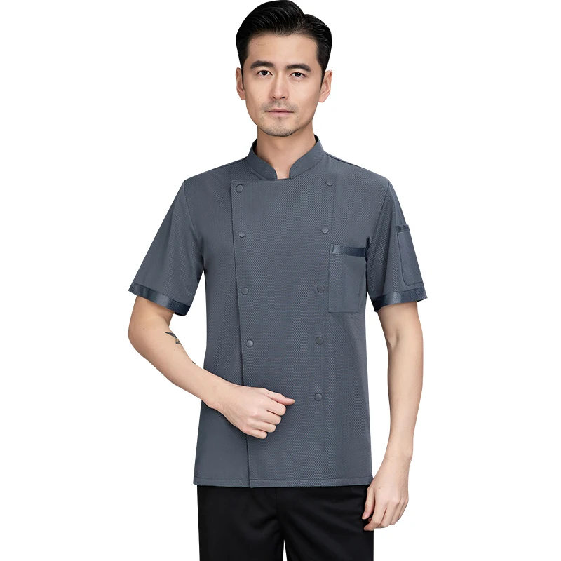 Men's Cook Uniform Kitchen Jacket Dining Hall Uniformly Cafeteria Chef Shirt Cooking Clothing Bakery Cafe Waiter Workwear