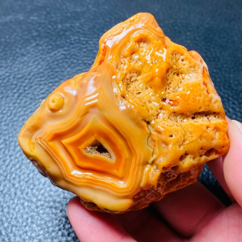 Unique Yellow Agate Crystal Cluster Raw Stone Specimen Rare Mineral Collection Decor