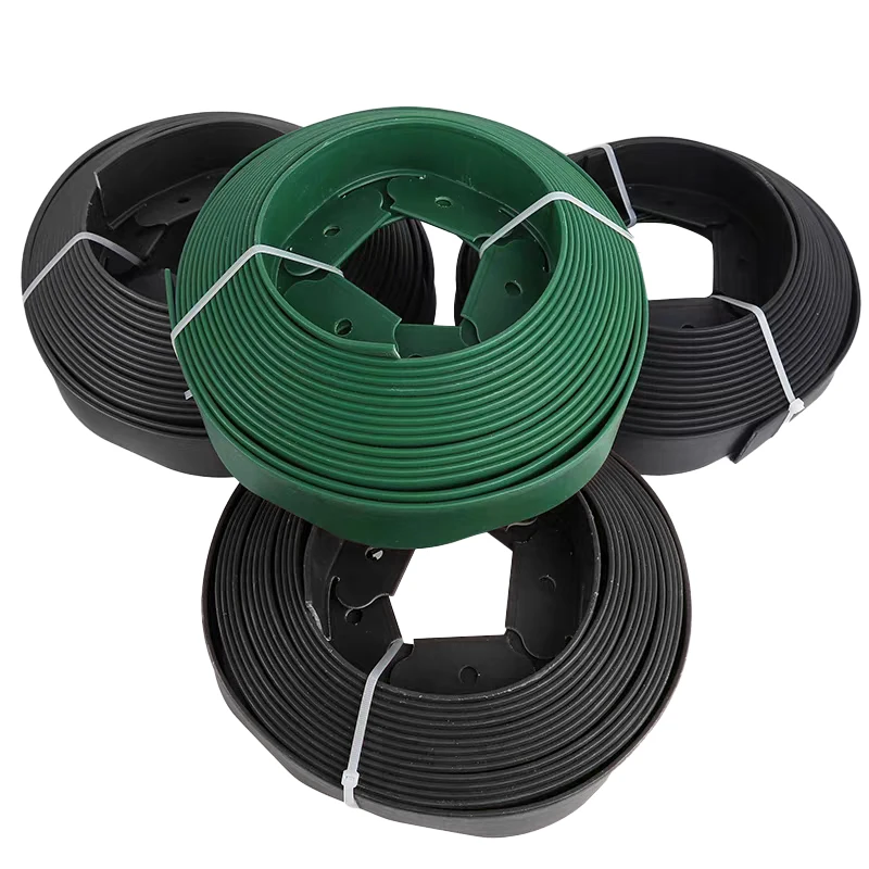 10 m Gartenbegrenzung – flexible Rasenkante (5 cm hoch) zur einfachen Verlegung ohne Graben, inklusive 30 Erdspießen; schwarze Kunststoff-Einfassung für Gärten, Blumenbeete und Gehwege, Rasen, Hof und