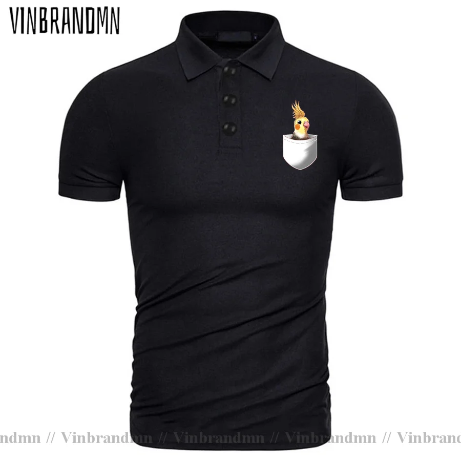 

Funny Polos Fashion Creative Design Pocket Cockatiel Polo Shirt Men Male Hip Hop Streetwear Cute Austrlian Parrot Pocket Shirts