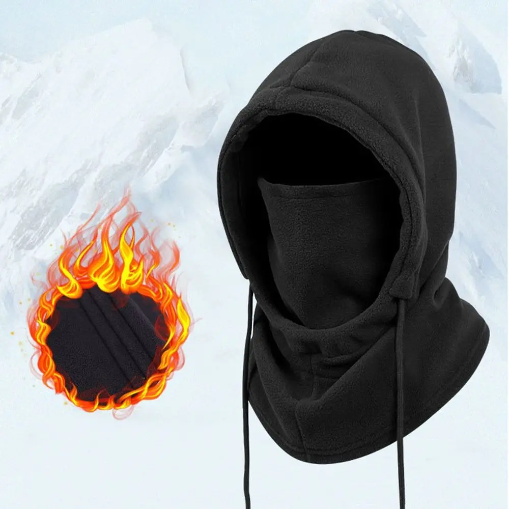 Polar Fleece Winter Balaclava Hat Windproof Thickened Ear Protection Cap Cold Proof Breathable Hooded Face Mask Outdoor Sport