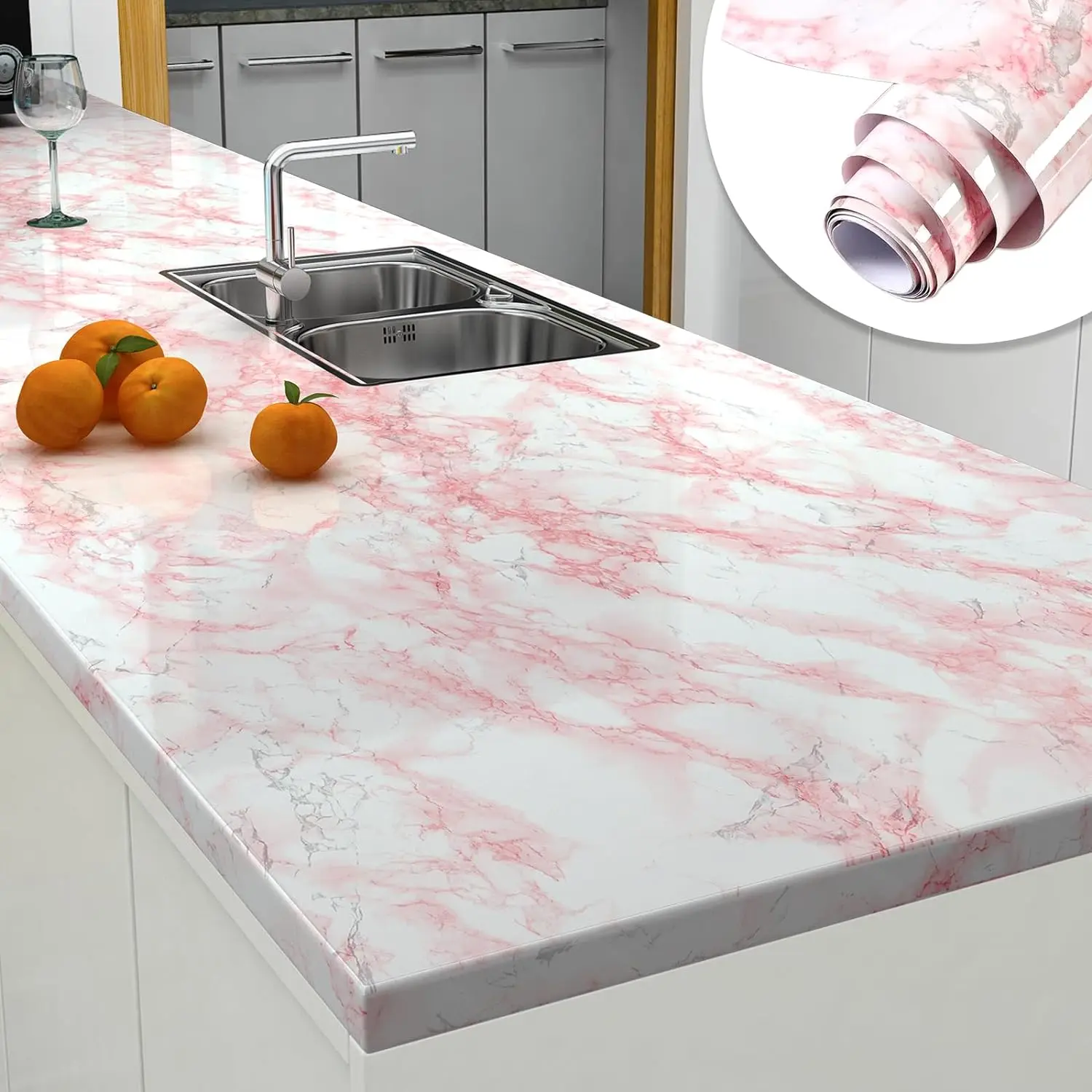 

Waterproof PVC Removable Marble Contact Paper Self Adhesive Peel and Stick Wallpaper for Kitchen Countertop Cabinet Furniture