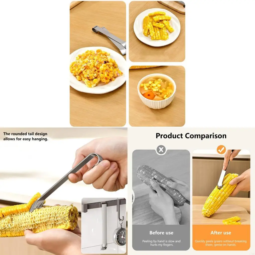 37ME Handheld Corn Kernel Remover Stainless Steel Manual Corn Stripper For Easy Peeling And Dishwasher Safe Cleaning