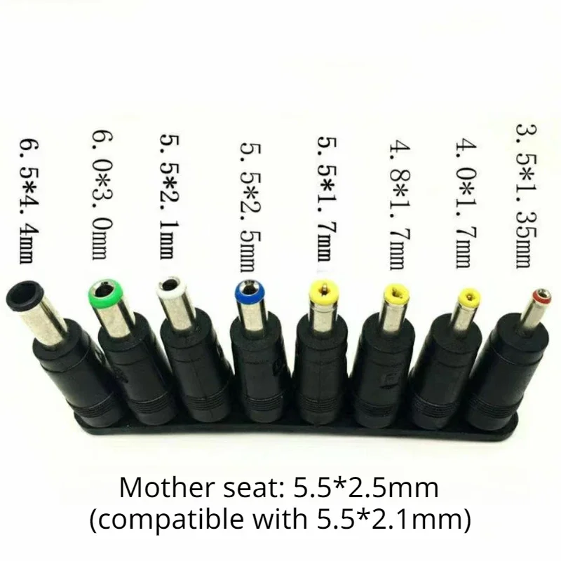 1Set DC Power Jack Female Plug 8-in-1 Adapter Connectors 5.5*2.1mm To 3.5/4.0/4.8/5.5/5.2/6.3/6.0 Male Tips Adaptor