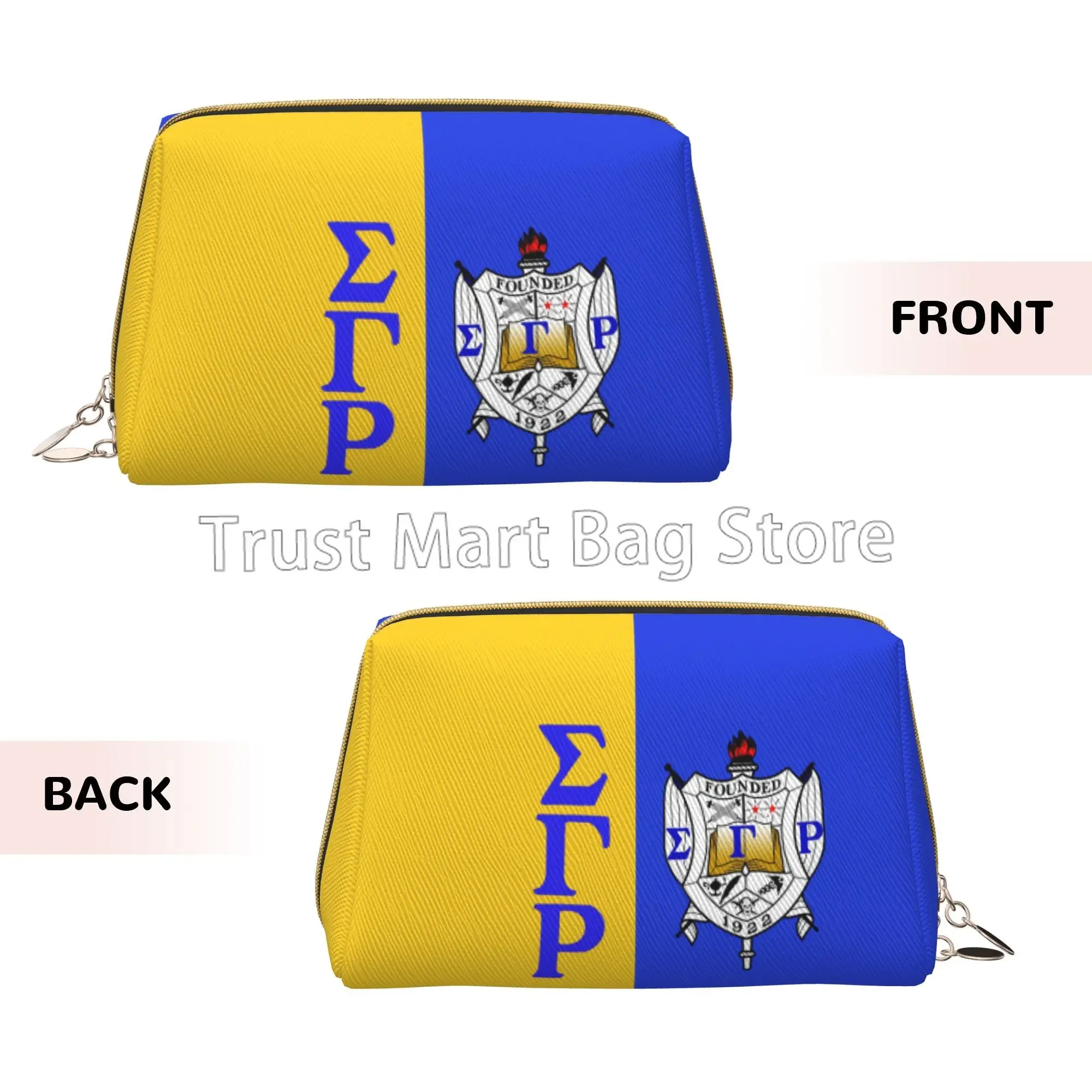 Sigma Gamma Rho Sorority Paraphernalia Gift 1922 SGR Makeup Bag for Women Girls Leather Travel Toiletry Pouch Cosmetic Bag