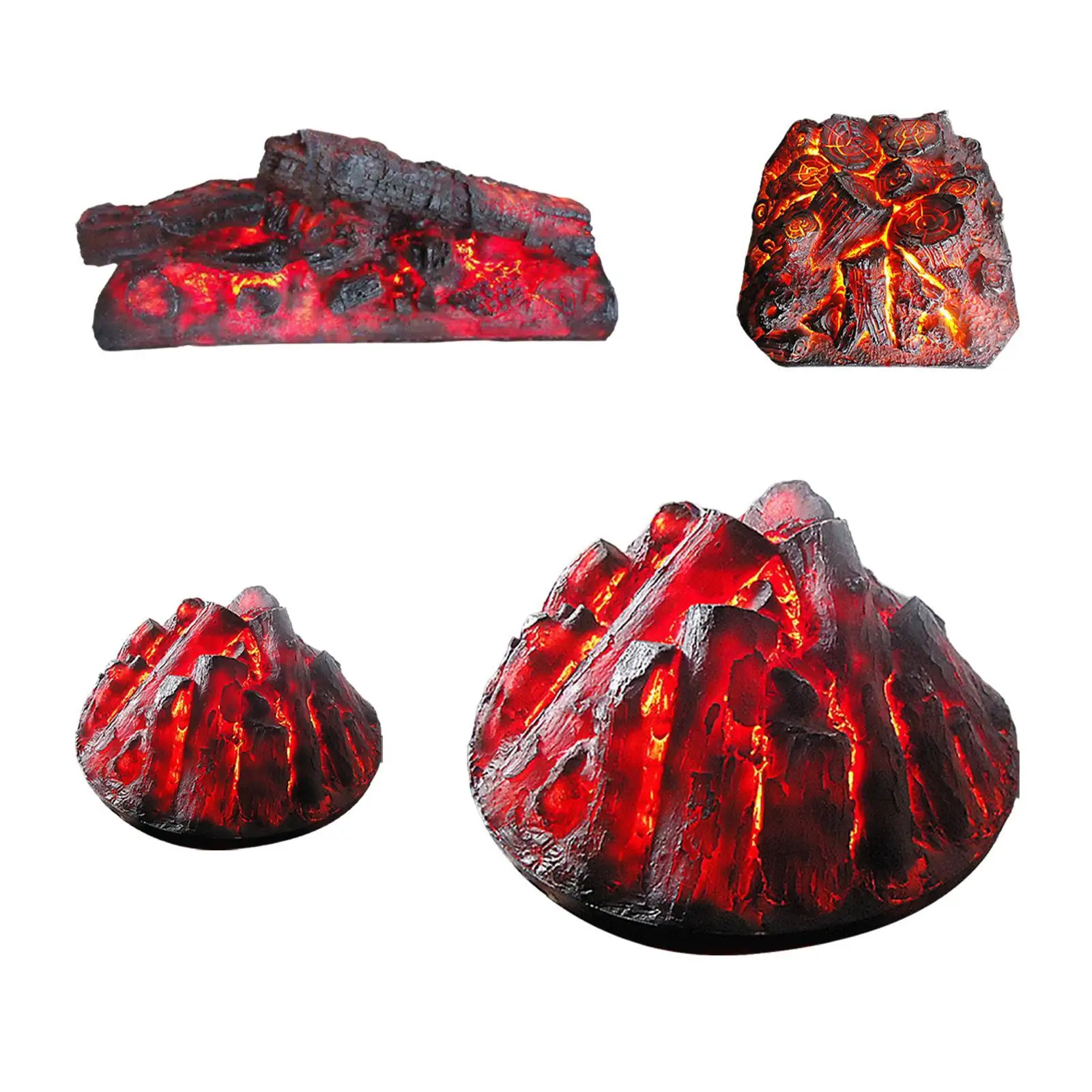 Simulation Charcoal Decoration Resin Room Decor Electric Fireplace Flame Lamp for Indoor Outdoor Cafe Living Room Home Bedroom