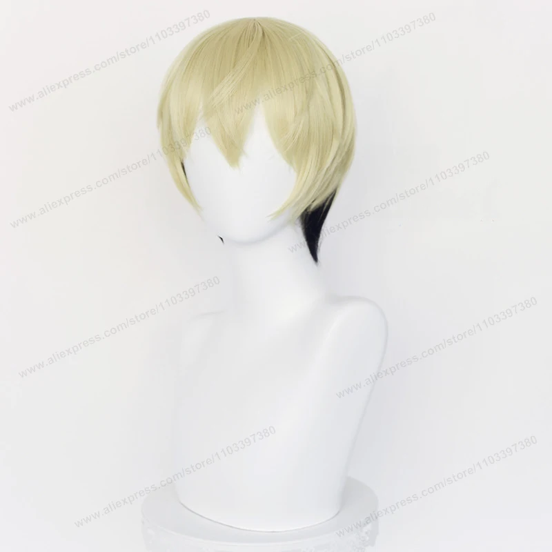 Chifuyu Matsuno Cosplay Pruik 32Cm Kort Zwart Blond Haar Anime Hittebestendige Synthetische Pruiken