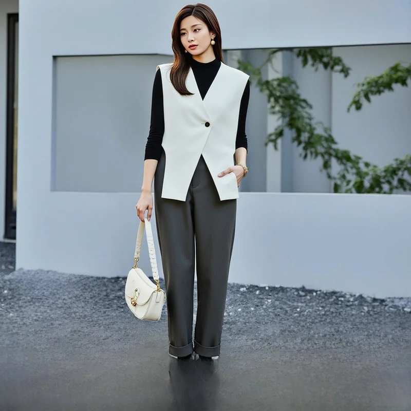 กางเกงลำลองผู้หญิงทรงสลิม รุ่น Commute Sle ปลายขาจั๊ม ขายาว แบรนด์แฟชั่น สีน้ำเงิน สำหรับฤดูใบไม้ร่วง ผลิตจากผ้าโพลีเอสเตอร์ผสม