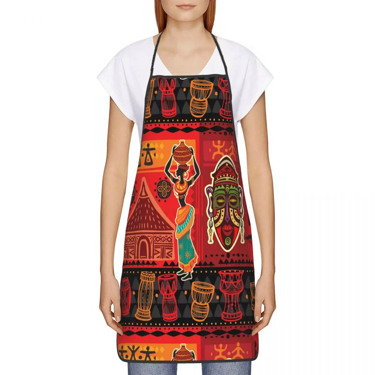 Bib African Ethnic Pattern Aprons for Men Women Unisex Adult Chef Kitchen Cooking Africa Style Design Tablier Cuisine Painting