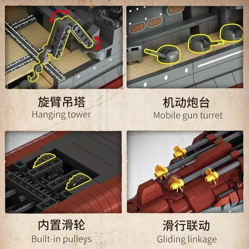 FC4207 Kit de modèle de cuirassé Fangcheng Elizabeth-bloc de construction éducatif pour enfants, jouet cadeau pour le développement de l'intelligence