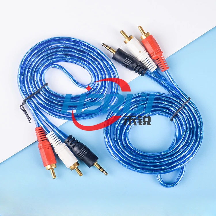 

Clear crystal audio cable one minute two 3.5mm rotary dual Lotus head computer connected audio converter cable