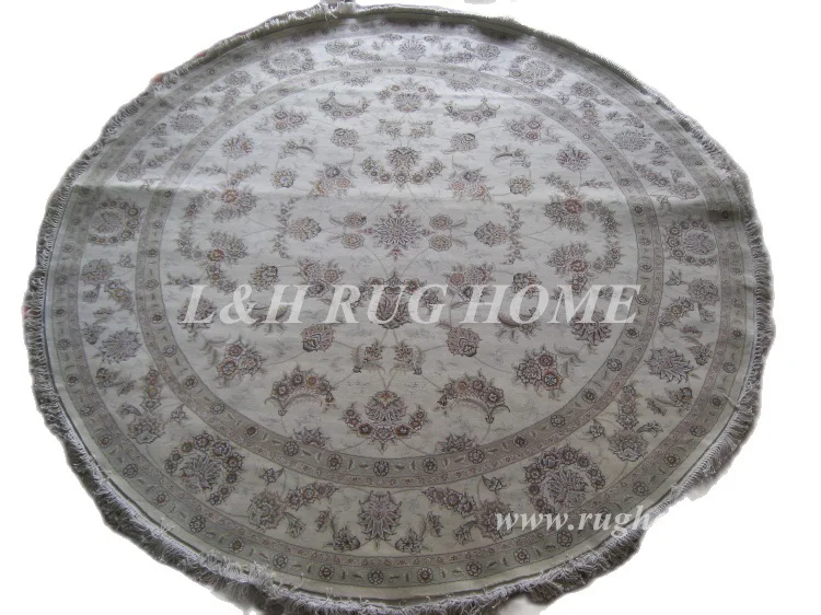 

Free shipping 8'X8' 160 Line Round Wool & Silk Oriental handmade persian carpet, Persian Rug