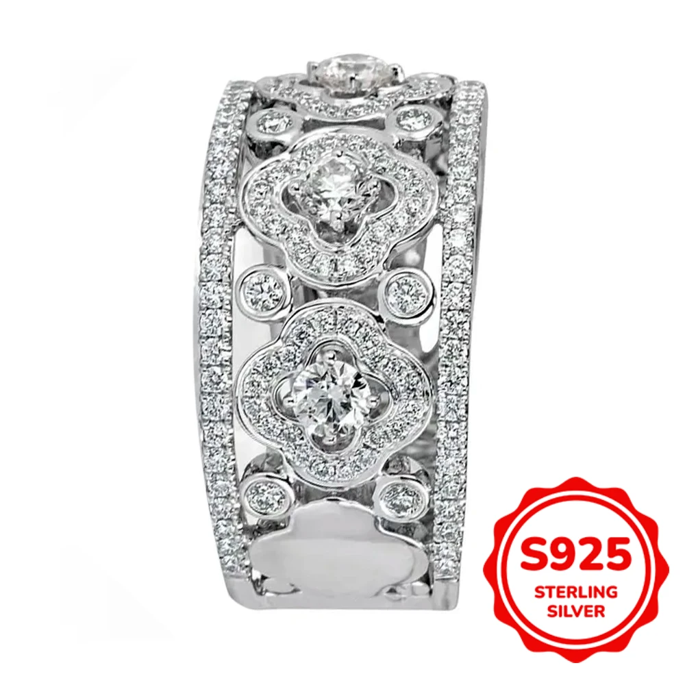 

Fashion Heavy Industry S925 Silver Hollow Retro Women's Ring Temperament Luxury
