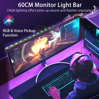 60CM Desk Light Bar Monitor RGB Music Rhythm Ambient Lamps Screen Hanging Lighting for Gaming Work Dimming Monitor Lights Bar