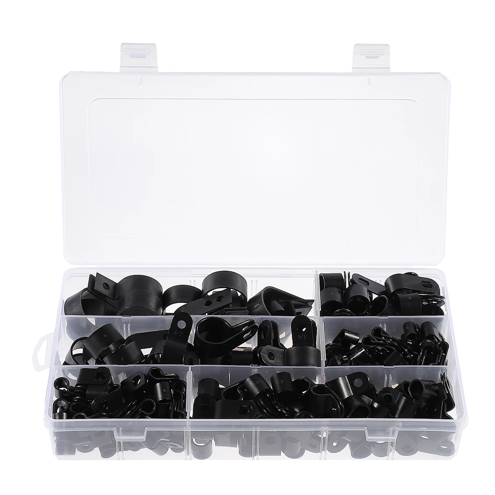 

200pcs Cable Management Clips Wire Organizer White Nylon R-type Cable Clip Durable Cord Fastener Reusable Line Card Accessories