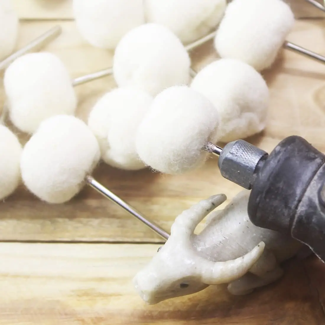  5pcs Cashmere Polishing Buffing Wheel 2.35/3.0mm Shank Wool Ball for Jewelry Jade Watches Metal Grinding Rotary Tool Accessory