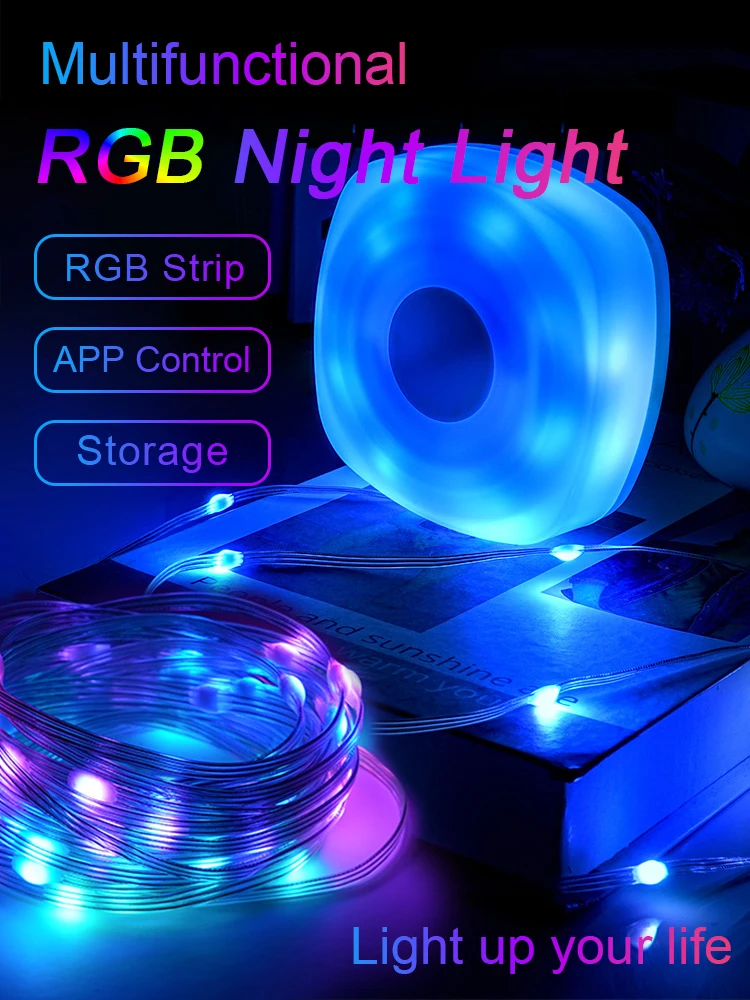 LED Night Light RGB Camping String Lights Outdoor Waterproof Smart APP Portable Stowable USB Charging Decorative Ambient Lights