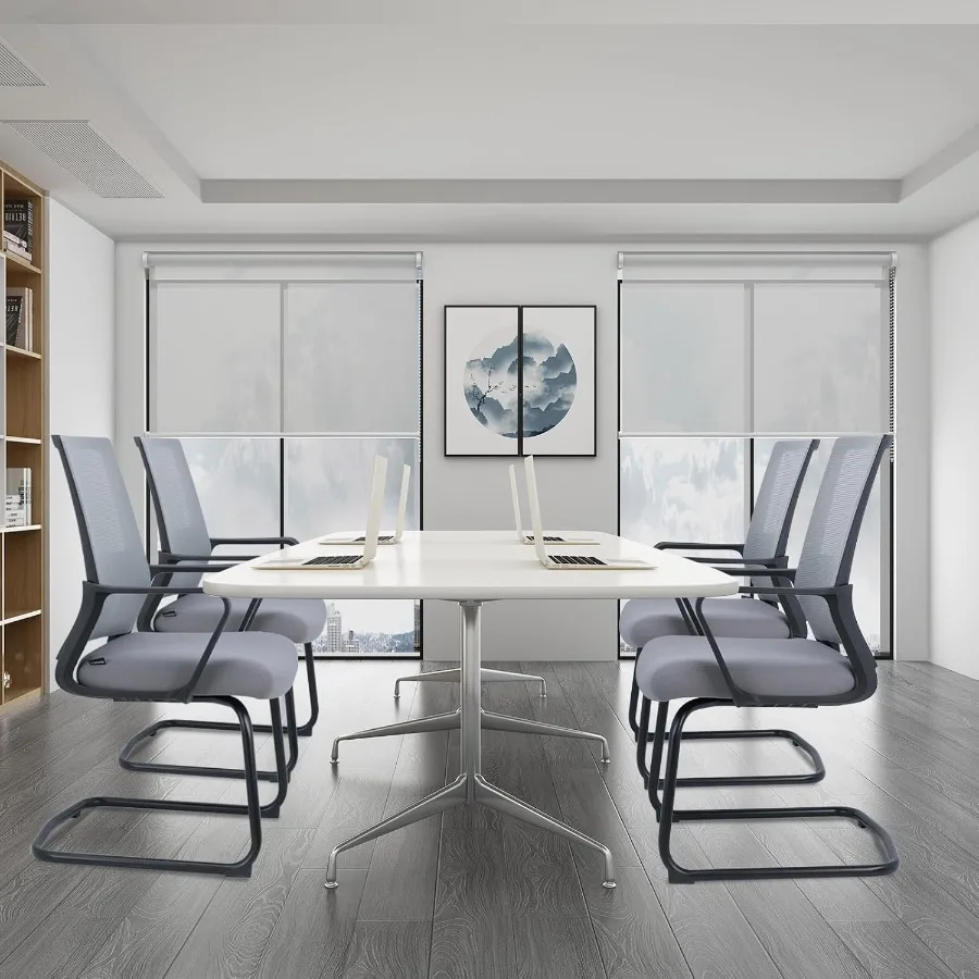 2 حزمة مكتب ضيف كرسي الاستقبال رمادي كراسي المؤتمرات شبكة منتصف الظهر المنزل كرسي داعم للفقرات القطنية اللوبي كرسي الضيوف مكتب الجانب تشاي