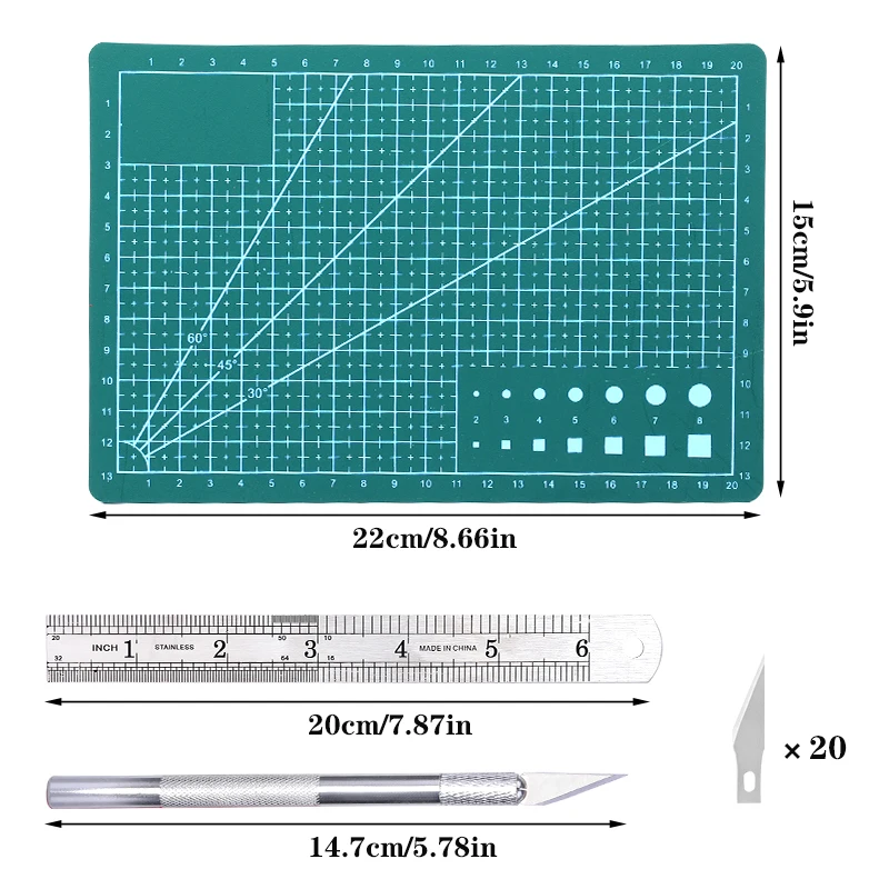 Fenrry Scalpel Engraving Cutter Set Non-Slip Metal Scalpel Knife Tools Kit With 20 PCS Blade Cutting Mat DIY Craft Repair Tool