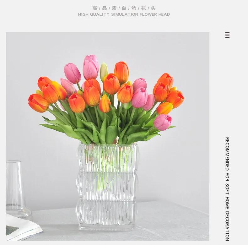 5 Stück/Blumenstrauß Mini neue Silikon-Tulpe 25 cm künstliche Blume Real Touch gefälschter Pflanzenstrauß für Hochzeitsdekoration Home Garen – Detail 4