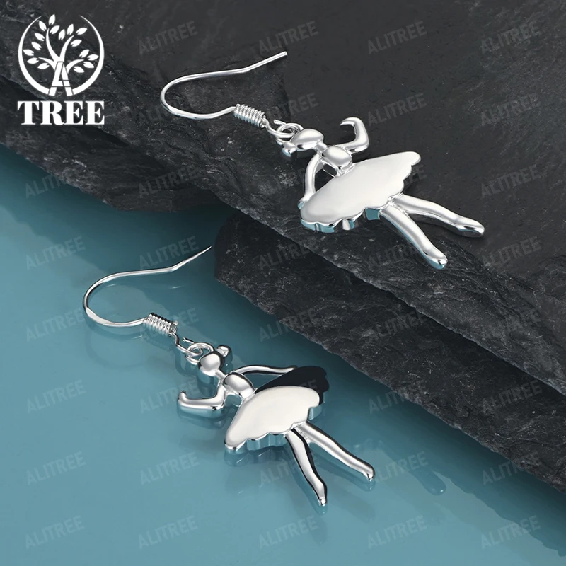 

New 925 Sterling Silver Fairy Dancing Drop Earring Women's Banquet Party Birthday Gift Exquisite Jewelry Wedding Accessories