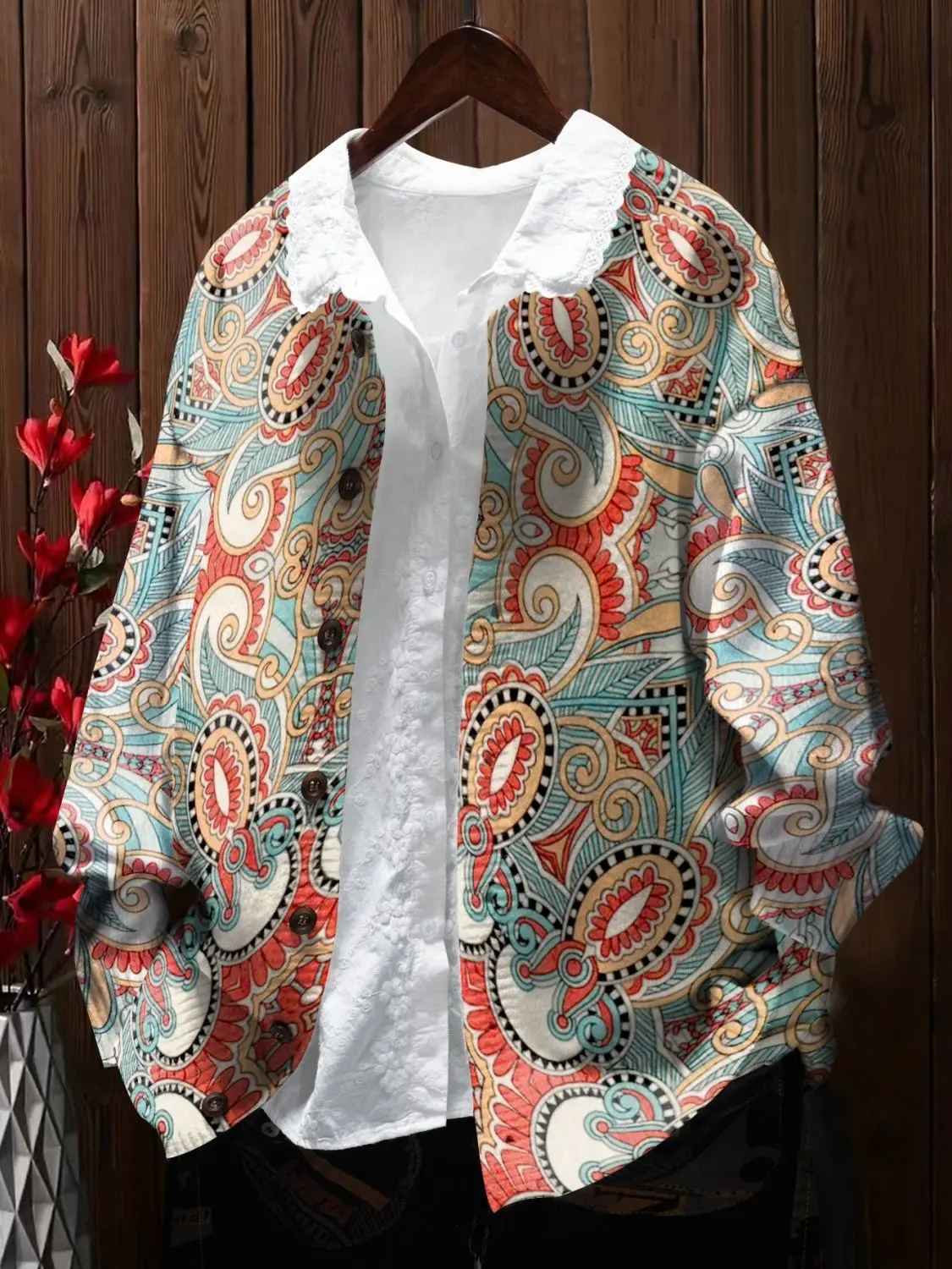 

Retro Boho Pattern Aesthetic Sweater Cardigan Knitting Coats Loose Long Sleeve Jacket Autumn Y2K Outerwear French Elegant Women