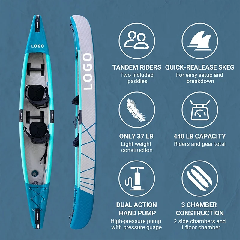 Custom Foldable Drop Stitch Kayak China 2 Person Sit In Inflatable Kayak For Sale