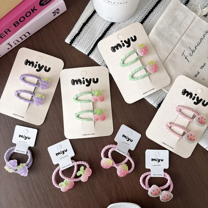Fruit Shaped Resin Hair Clips and Ties for Kids Sweet Colorful Summer Cute Durable Lightweight Versatile Daily Wear Girls
