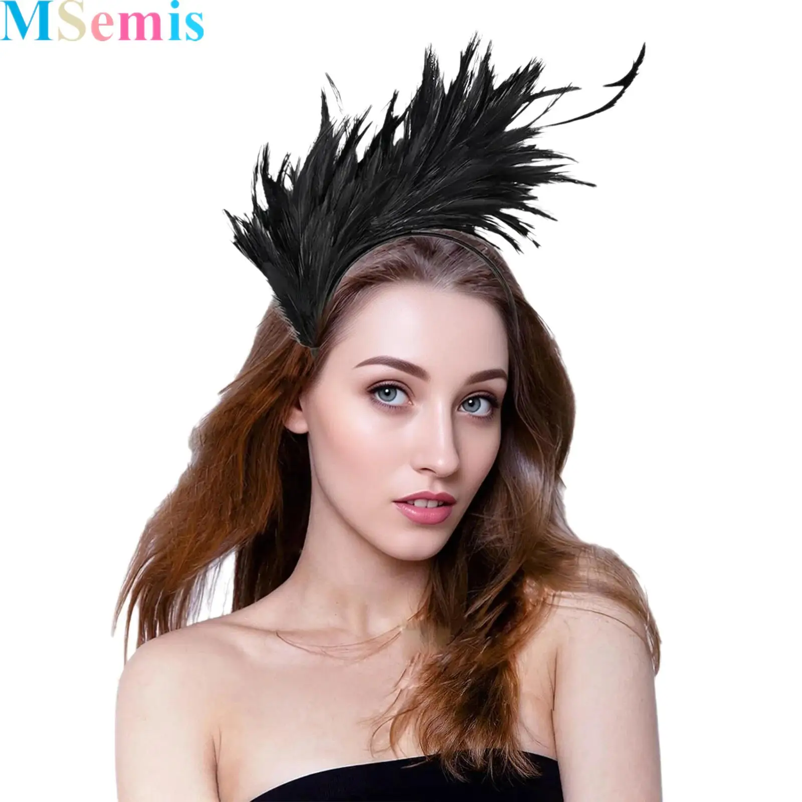 

1Pcs 1920s Feathered Headband Mardi Gras Headband for Women Headpiece Hair Hoop for Fancy Ball Festival Parties
