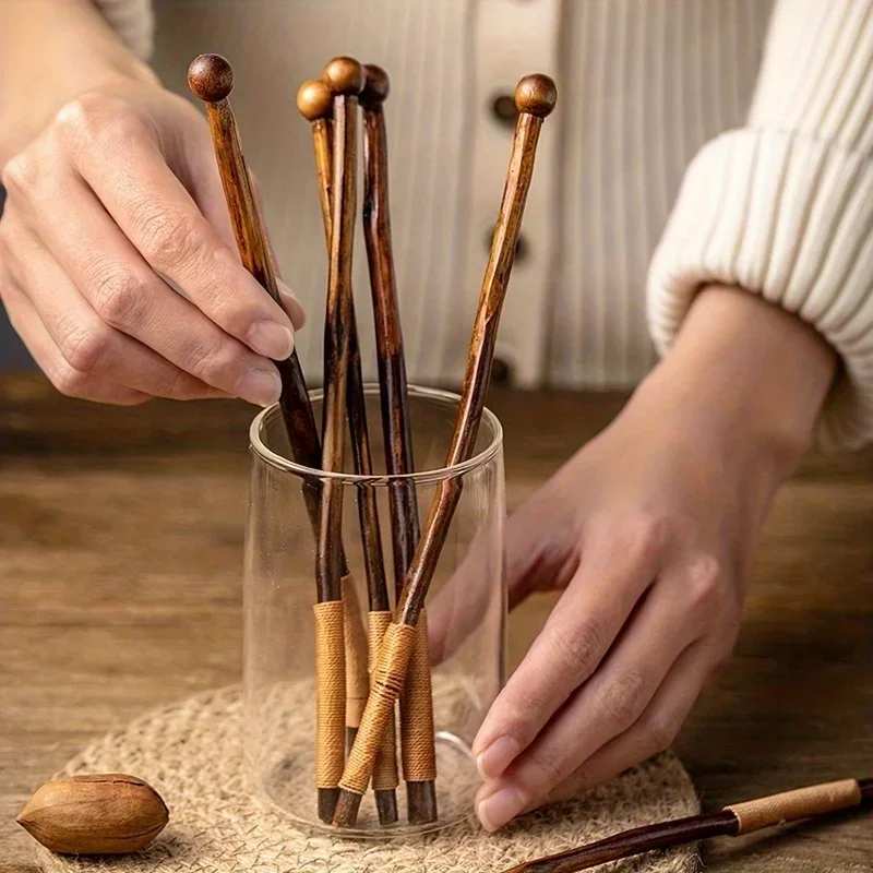 1pc Log Stirring Stick,Japanese Household Milk Tea Honey Stirring Stick,Creative Log Entanglement Long Handle Stirring Spoon