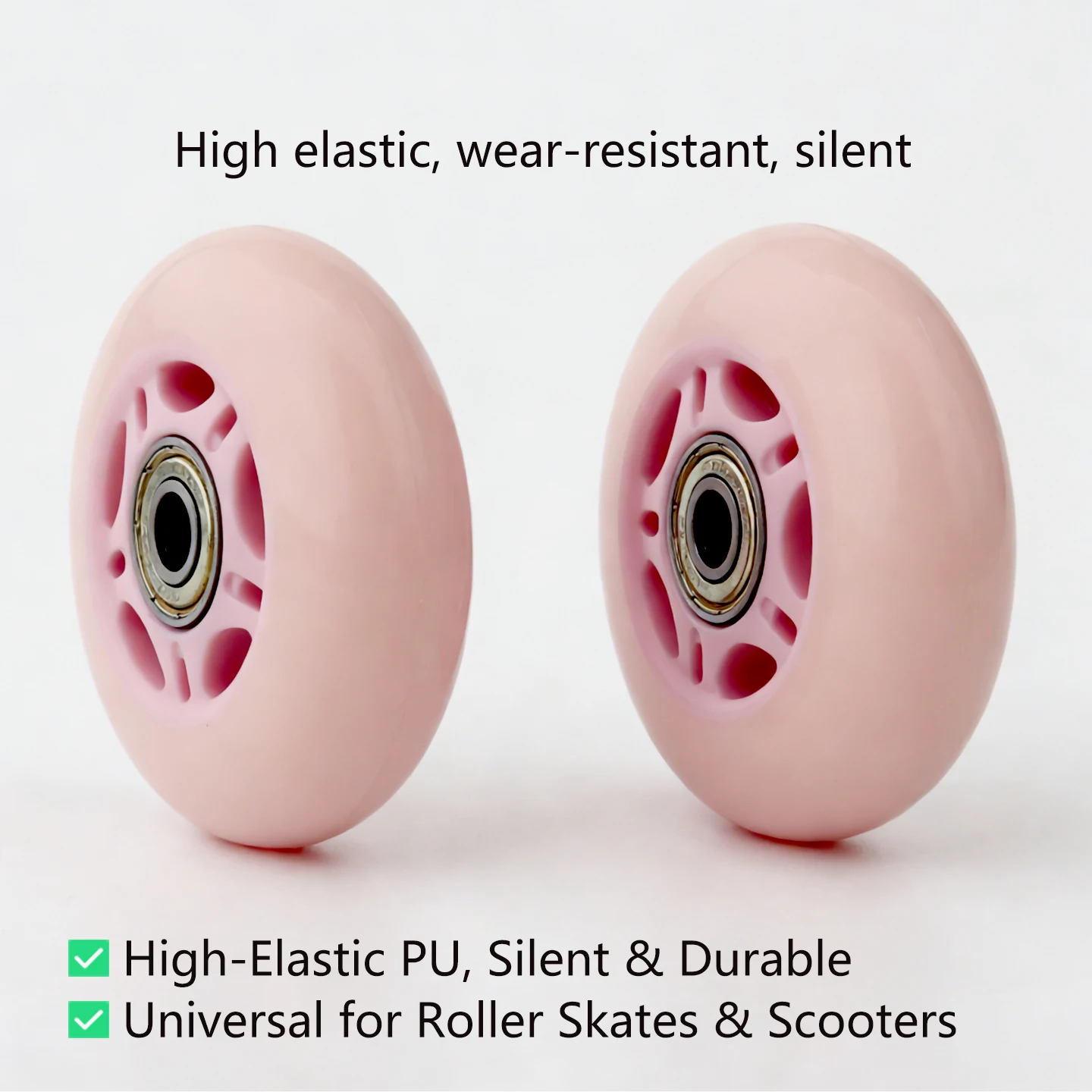 In Stock, Fast Shipping 2PCS 70mm High Elastic PU Silent Wear-resistant Wheels Universal Accessories for Scooters Inline Skates